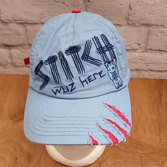Disney Parks Lilo & Stitch Wuz Here Youth Hat Cap New With Tags Embroidered Blue - Picture 1 of 14